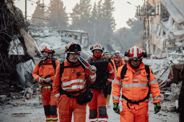 Emergency Workers After An Earthquake