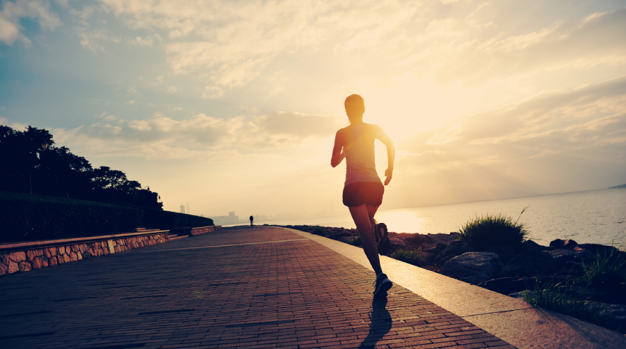 Woman Running On Promenade